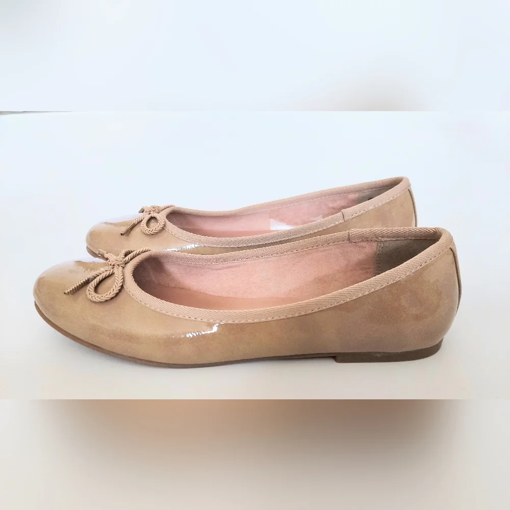Tamaris Leather Ballet Flats Size US 7.5 EU 38 Tan Made In Germany